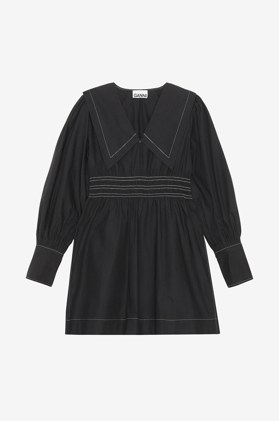 Mini robe en popeline de coton à col oversize
