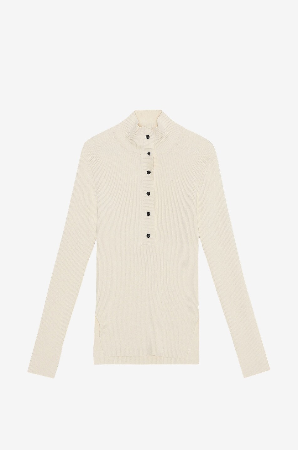 Leichter Rippstrick-Pullover Henley