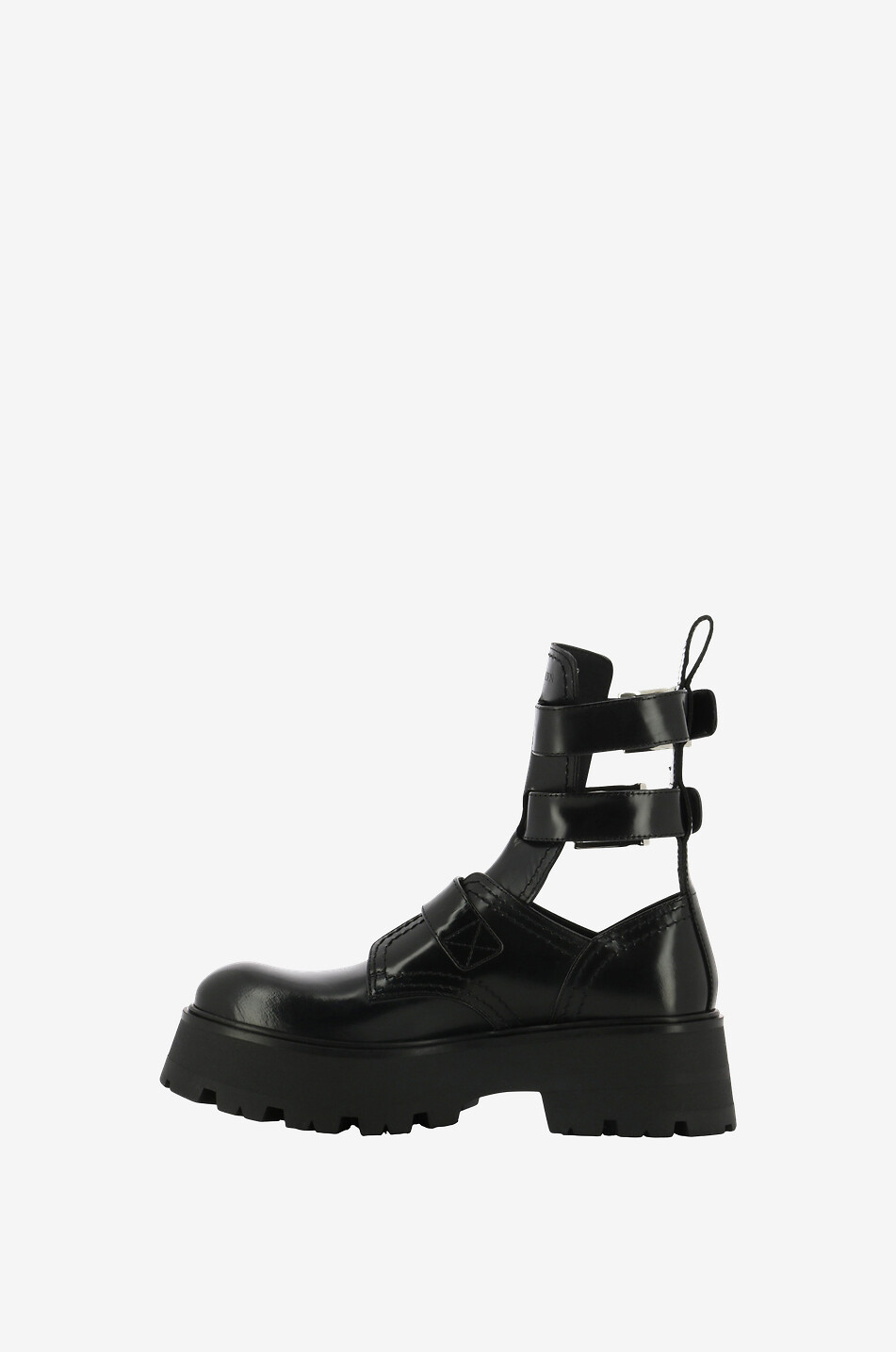 ALEXANDER McQUEEN Bottines à plateau en cuir brillant Rave Buckle Femme NOIR 3