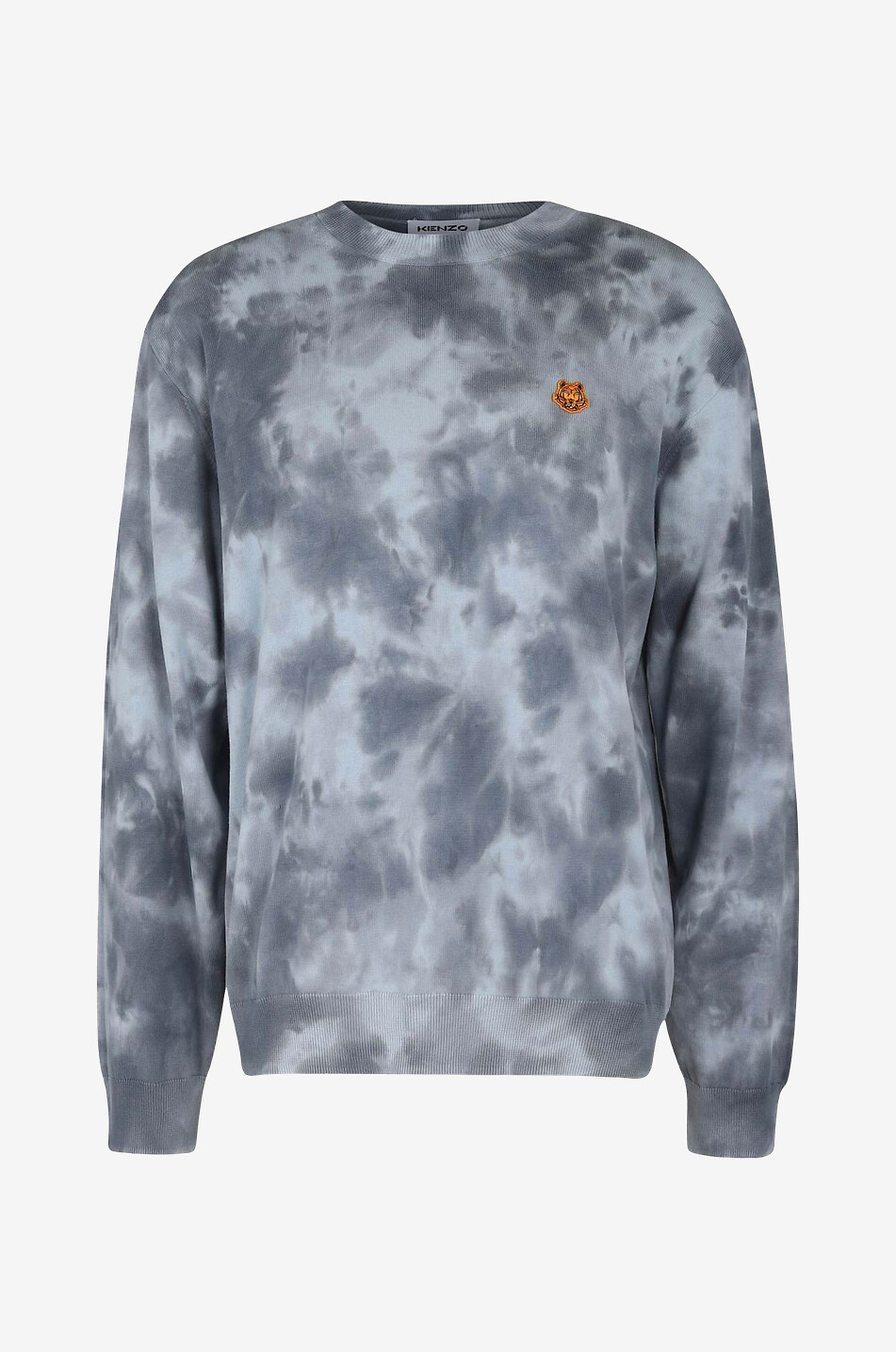 Tiger Crest tie dye print fine knit jumper