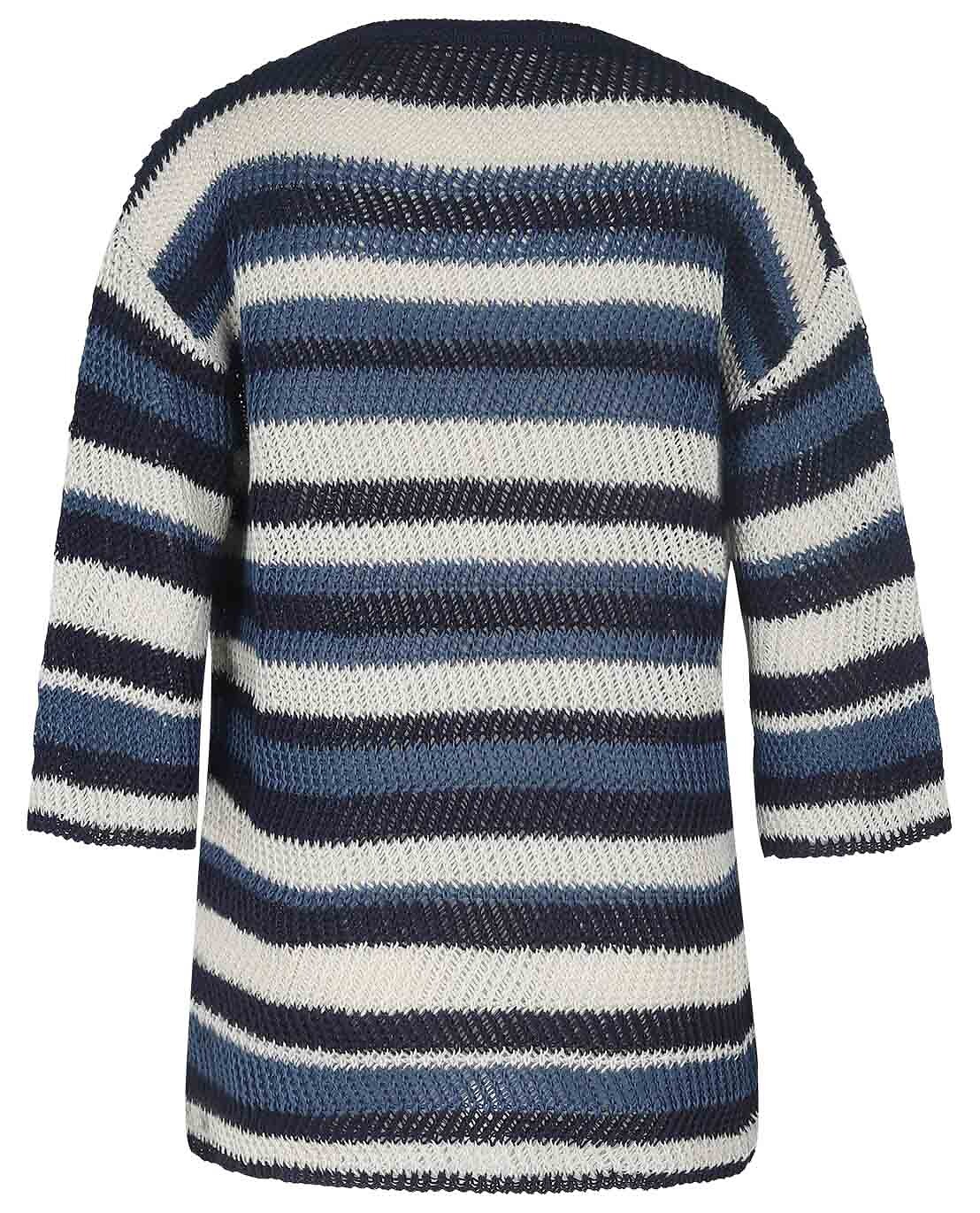 WEEKEND MAX MARA Gestreifter Häkel-Oversize-Pullover aus Leinen Gentile Damen MITTELBLAU 2