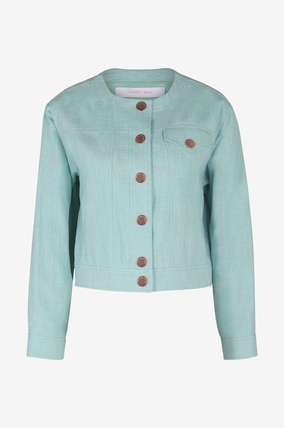 Veste courte en coton et lin mélangés