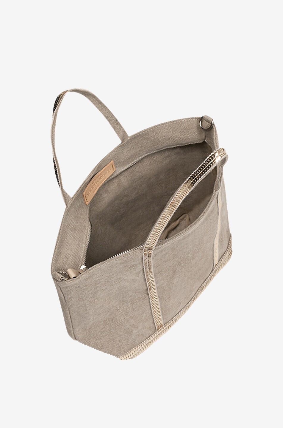VANESSA BRUNO Petit linen canvas tote bag with sequins Women BROWN 3