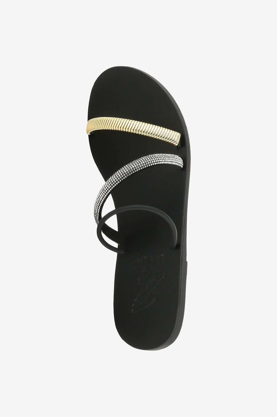 ANCIENT GREEK SANDALS Flache Pantoletten mit Kristallen Polytimi Damen SCHWARZ 5