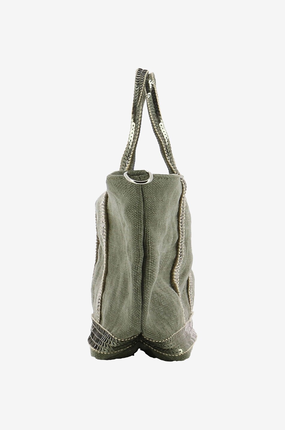 VANESSA BRUNO Sac cabas en toile de lin à sequins Mini Femme KAKI 5