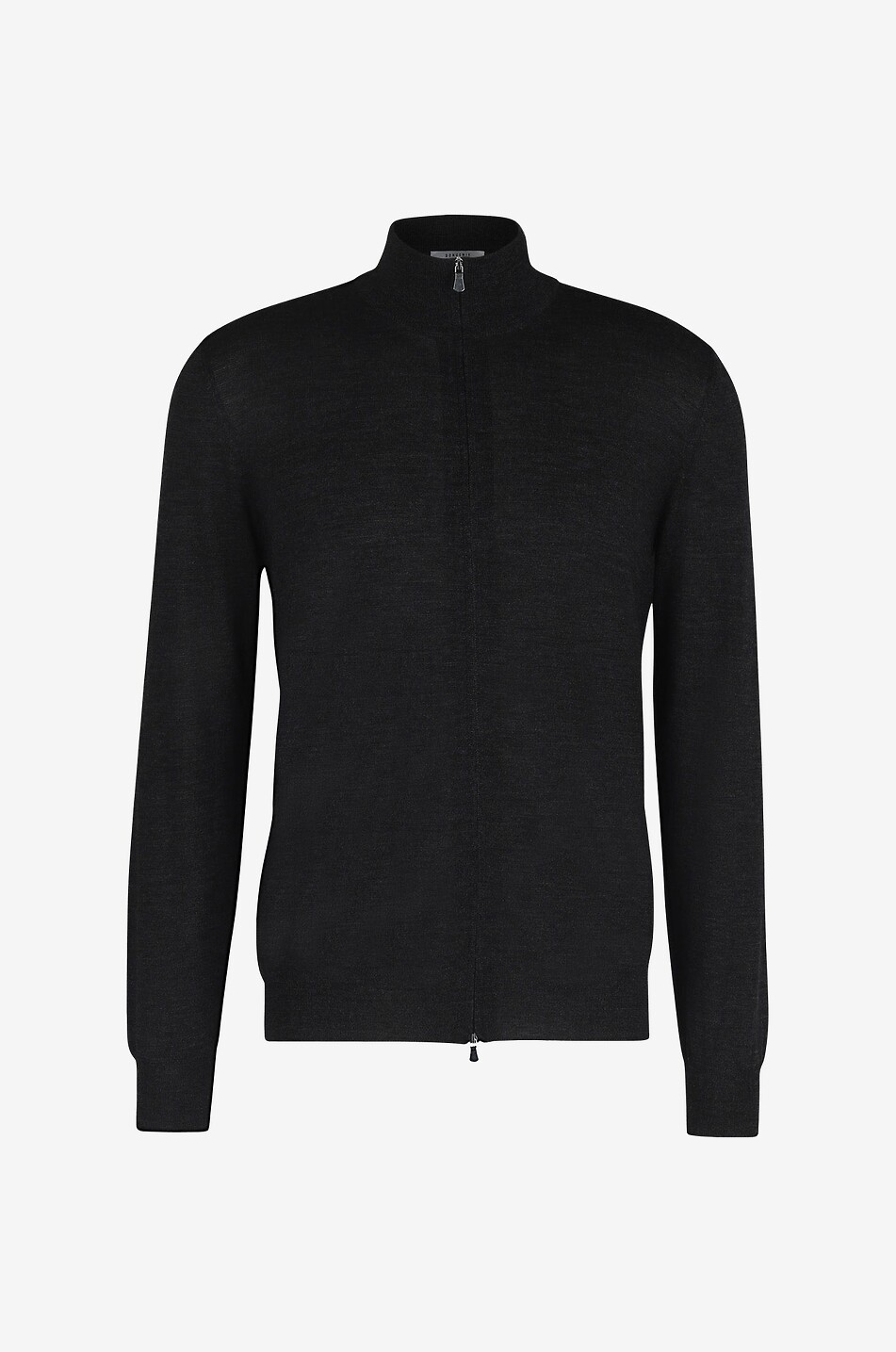 Feinstrick-Cardigan aus Wolle und Seide mit Stehkragen