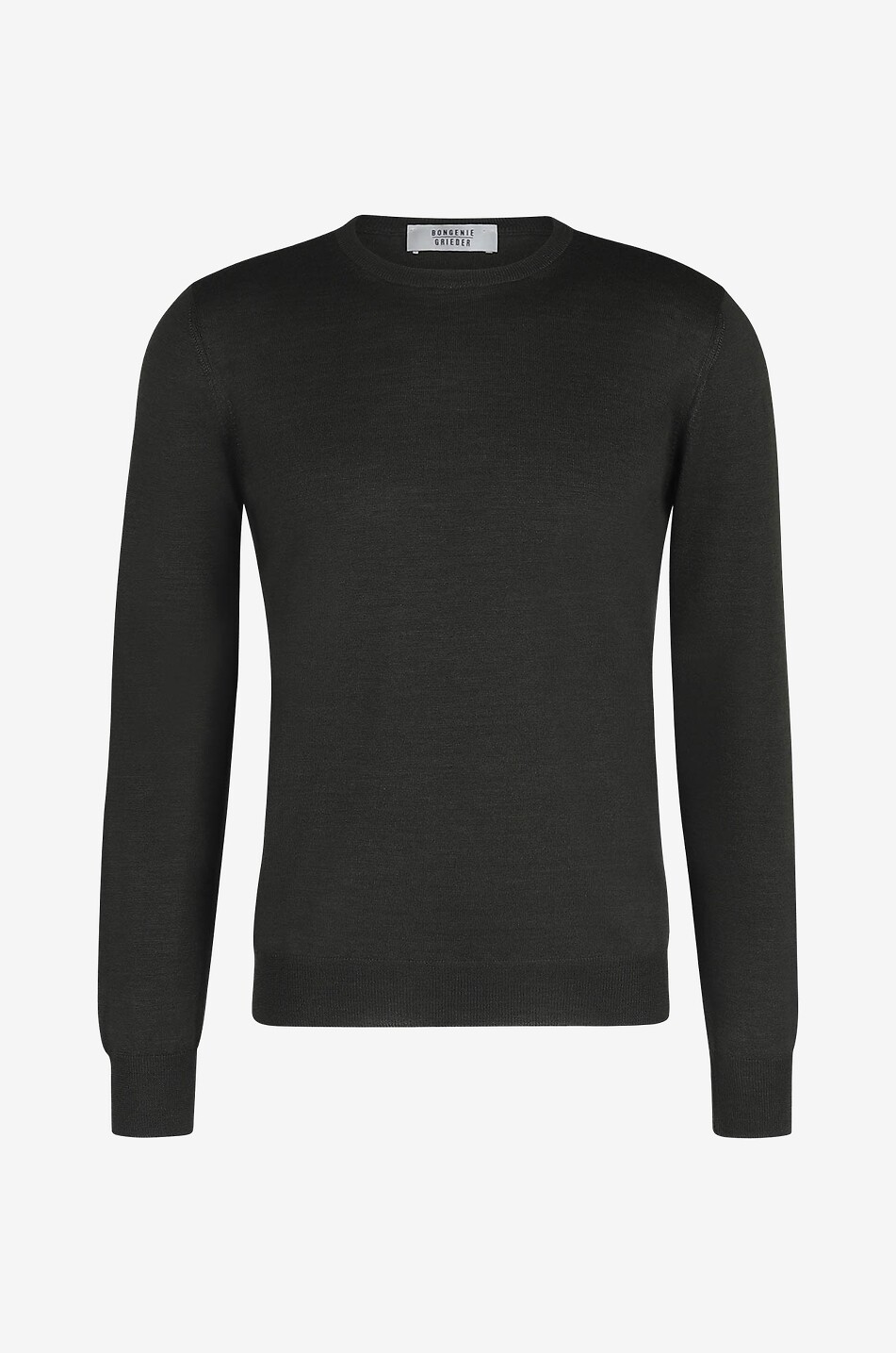 BONGÉNIE Pull fin à col rond en laine et soie Homme VERT 1