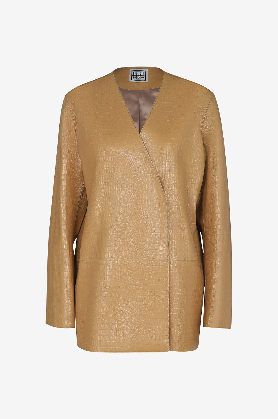 Blazer en cuir d'agneau effet croco