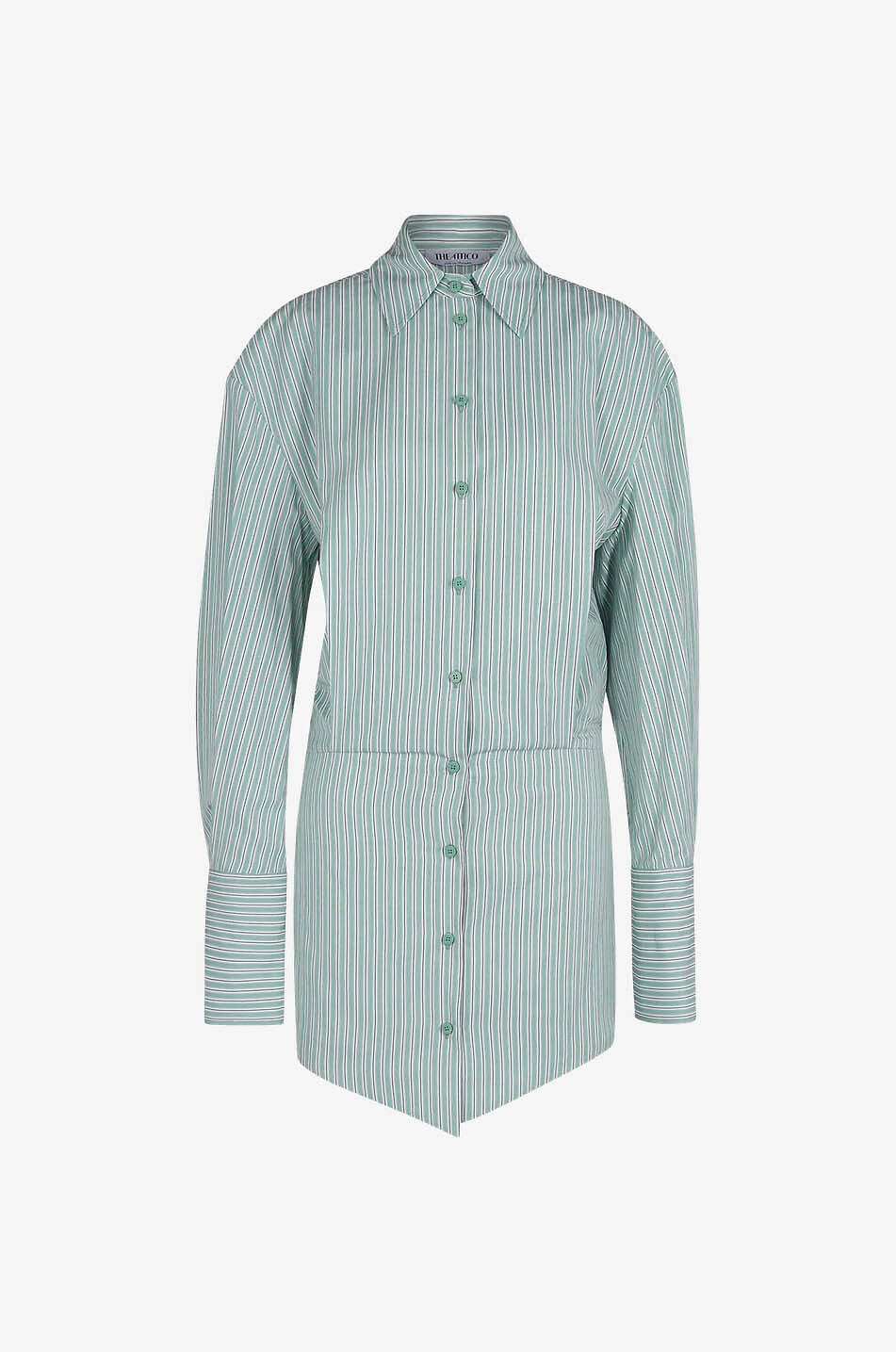 Mini robe chemise déstructurée en popeline rayée Silvye