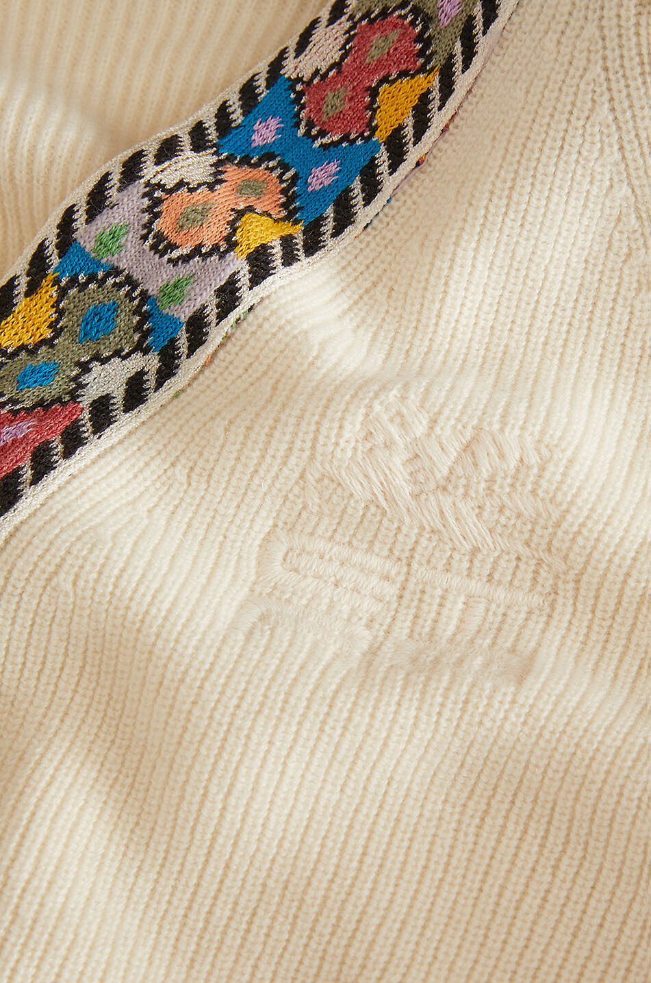 ETRO Cardigan en laine et cachemire à galon Etro Cube Femme Beige clair 6