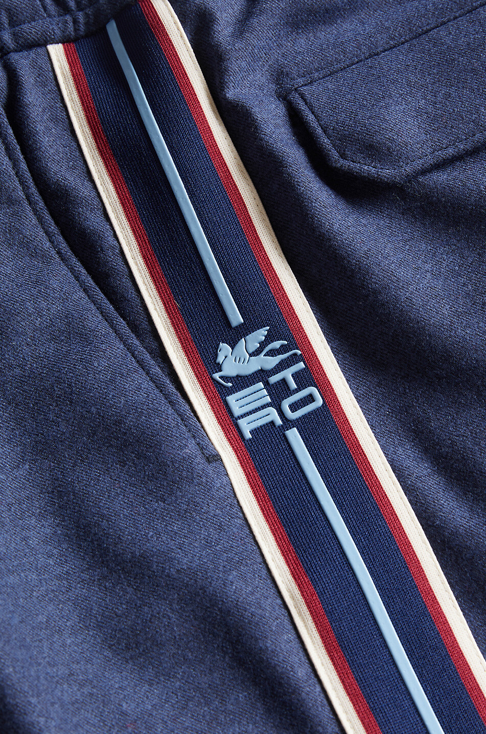 ETRO Side stripe adorned jogger spirit wool trousers Men MEDIUM BLUE 3