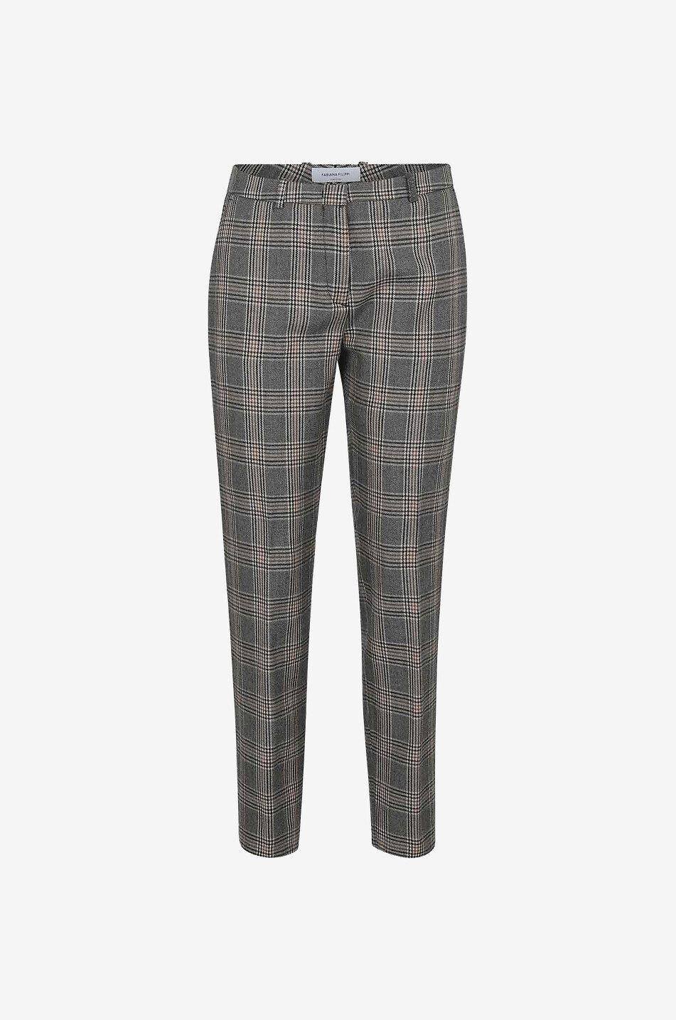 FABIANA FILIPPI Montefalco glen check adorned slim fit trousers in virgin wool Women MULTI COLOURED 1