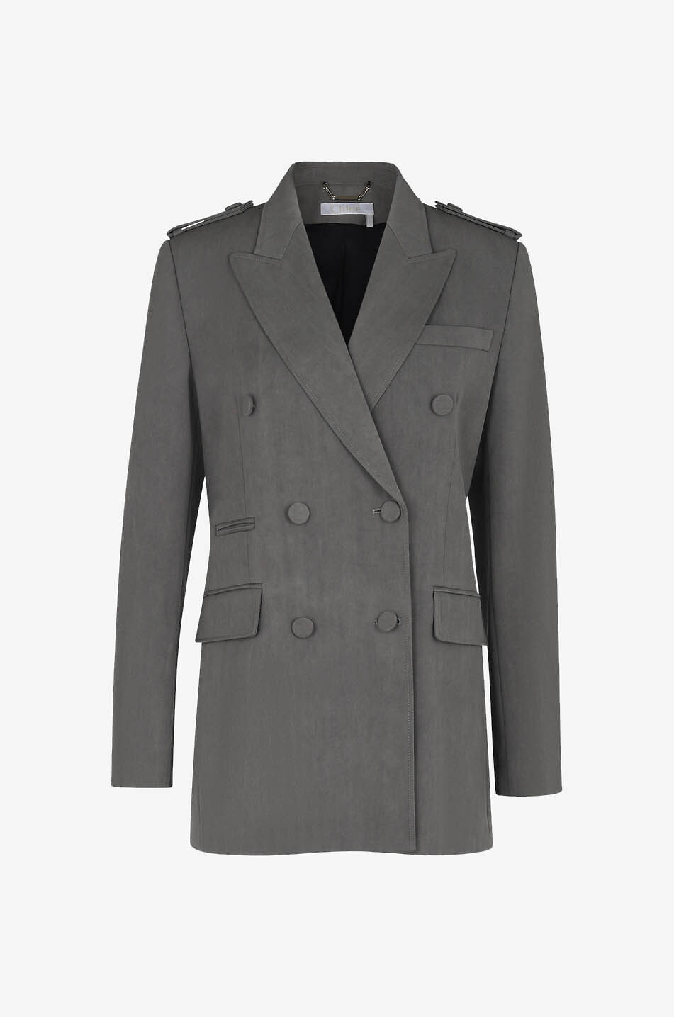 Doppelreihiger Blazer aus Schurwolle mit Schulterriegeln