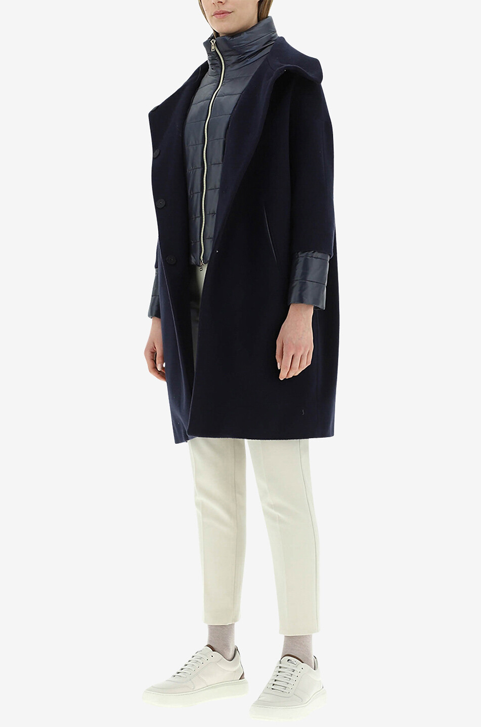 HERNO Manteau bi-matière détails doudoune Femme BLEU FONCE 6
