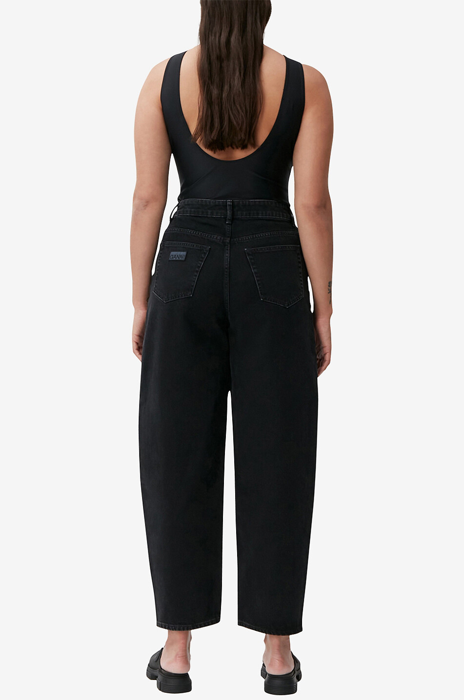 GANNI Stary Washed Black organic cotton tapered-leg jeans Women BLACK 5