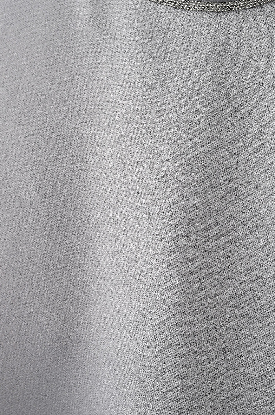 FABIANA FILIPPI Langarm-Top aus Satin mit perlenbesticktem Stehkragen Damen GRAU 3