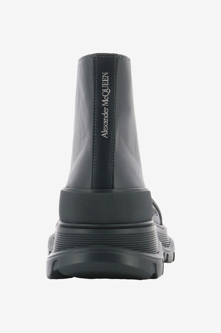 ALEXANDER McQUEEN Bottines à lacets en cuir de veau Tread Slick Homme NOIR 4