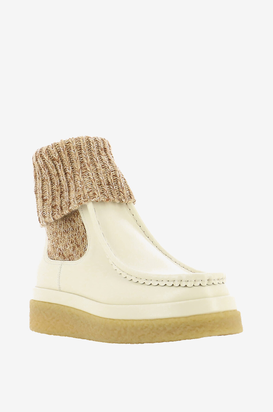 Bottines chaussette en cuir lisse et laine Jamie