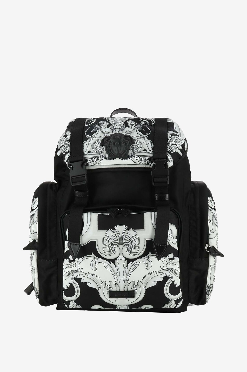 VERSACE Barocco La Greca printed nylon and leather backpack Men MULTI COLOURED 1