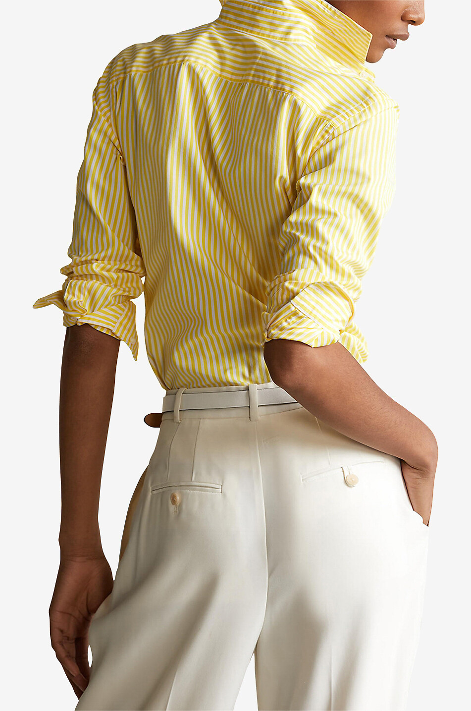 POLO RALPH LAUREN Pony striped cotton poplin shirt Women YELLOW 3