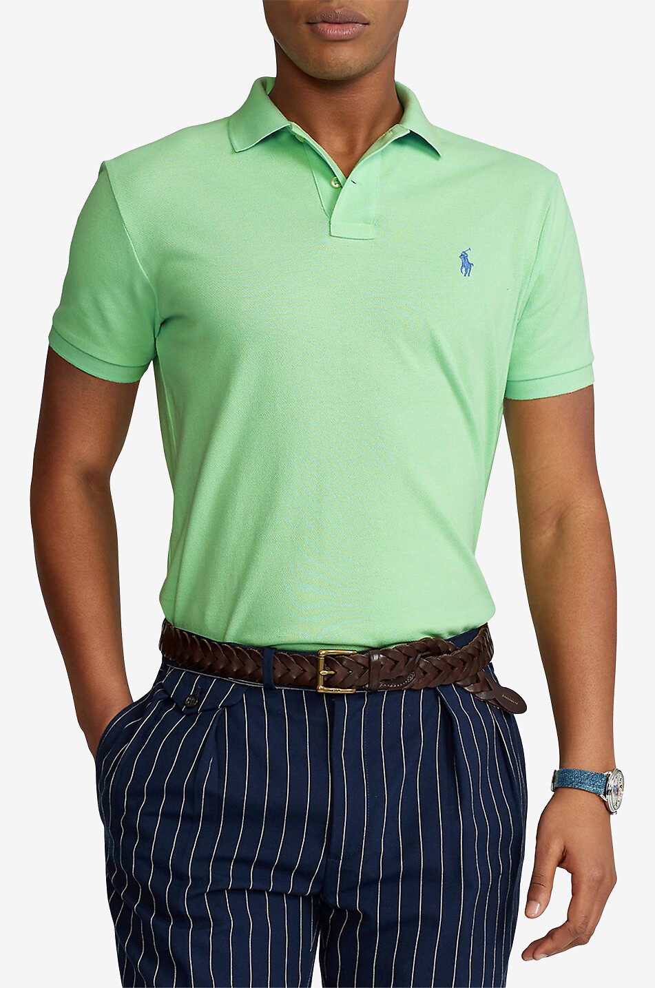 POLO RALPH LAUREN Polo en coton piqué brodé Pony Custom Slim Fit Homme VERT CLAIR 2