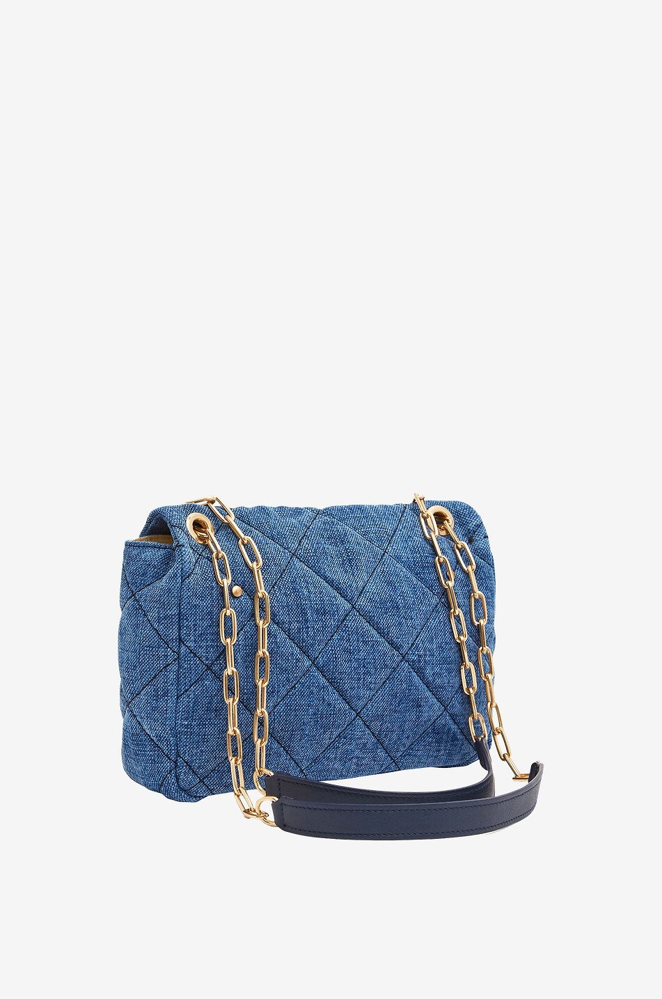 VANESSA BRUNO Sac porté épaule matelassé en lin Moon Femme BLEU 2