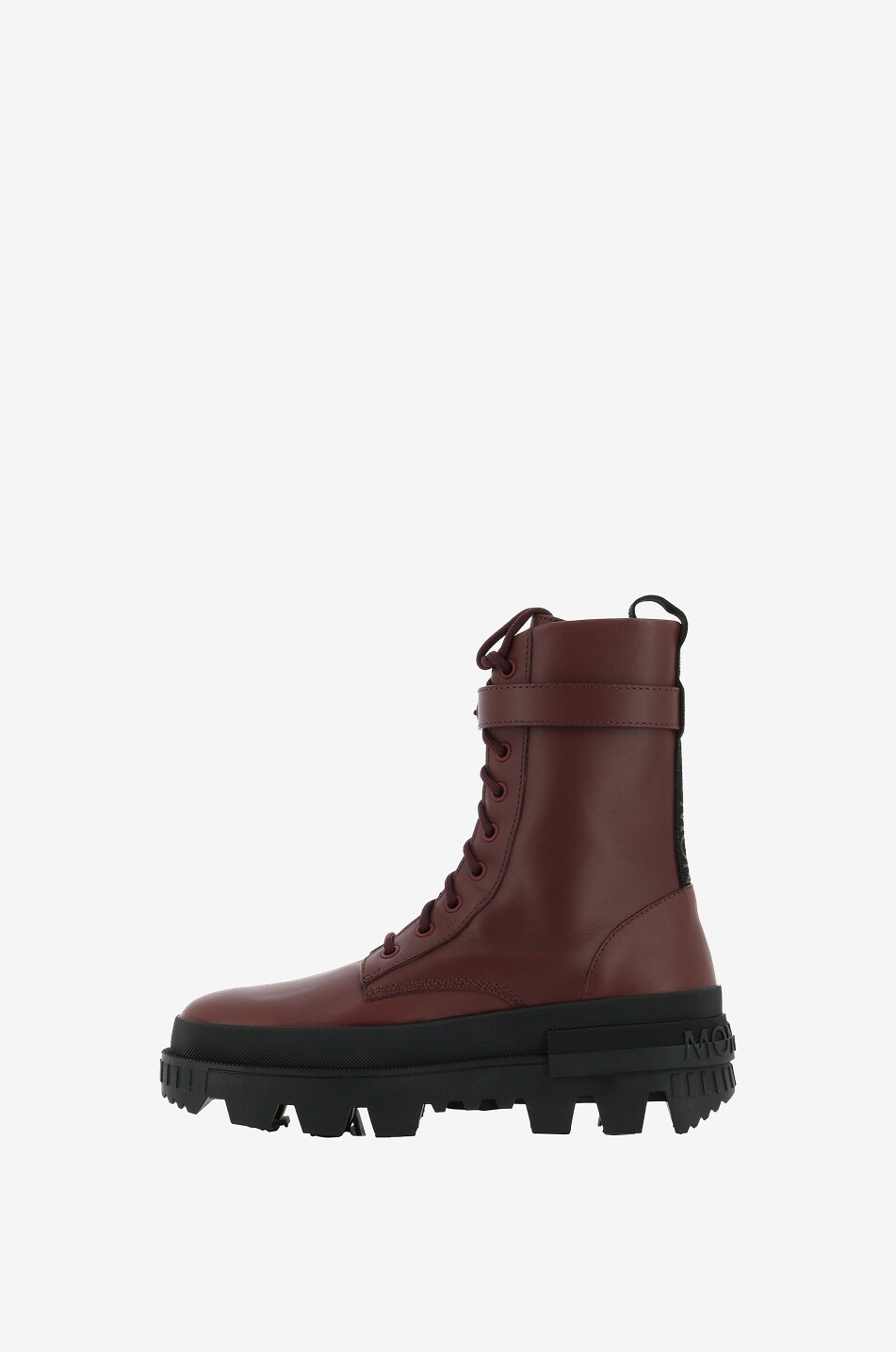 MONCLER Carinne lug sole leather lace-up ankle boots Women DARK RED 3