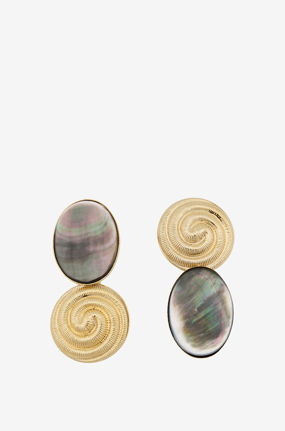 Clips d'oreilles asymétriques ornés de labradorite Sonia Whirlpool