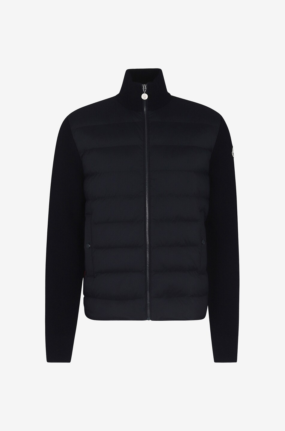MONCLER Logo- and side-stripe adorned cardigan with padded details Men DARK BLUE 1