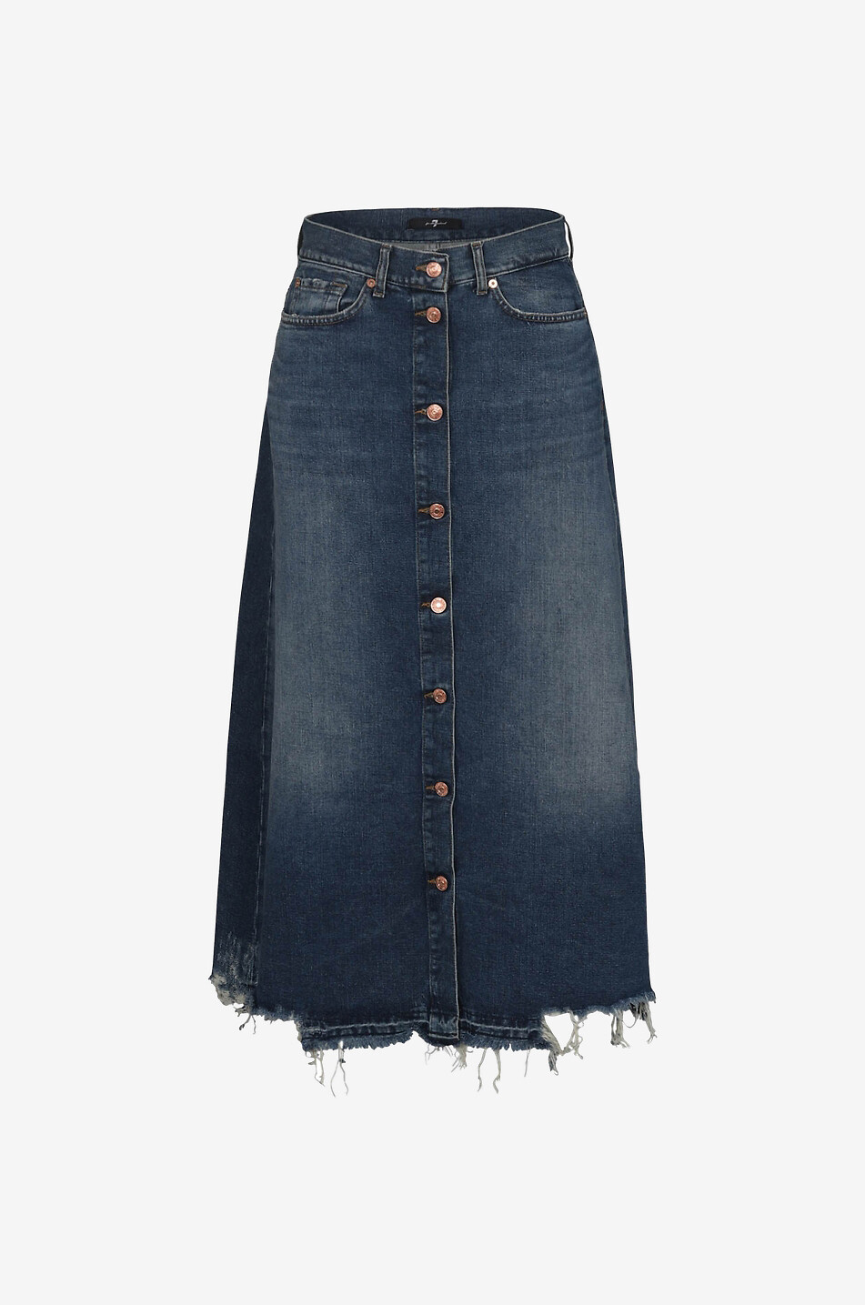 Jupe mi-longue en denim effiloché Nora