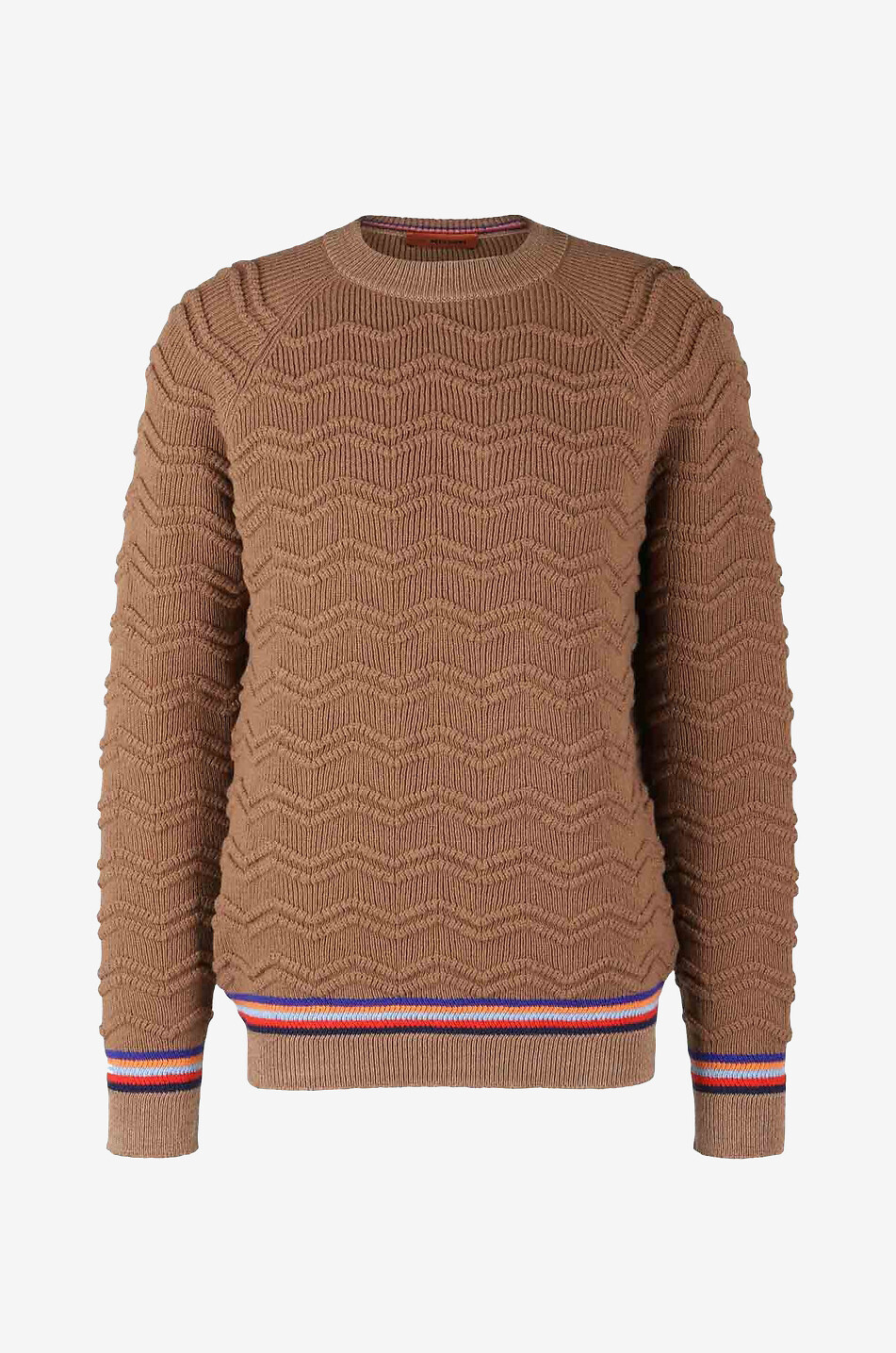 Wave patterned textured knit wool jumper