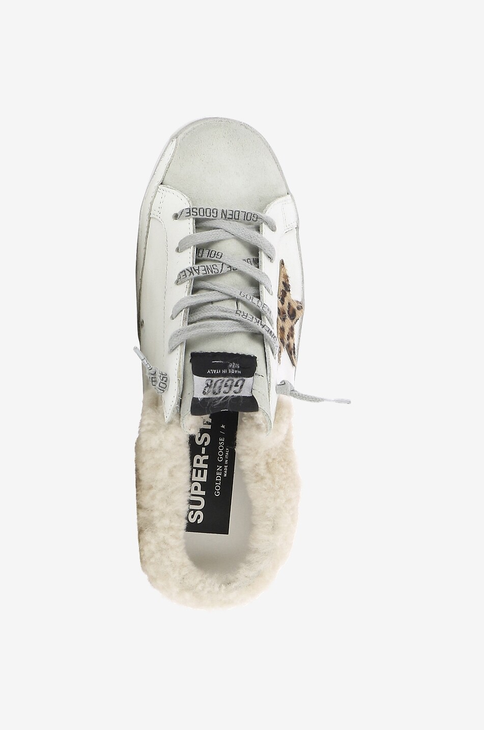 GOLDEN GOOSE Mules en cuir et peau lainée Super-Star Femme BLANC 5