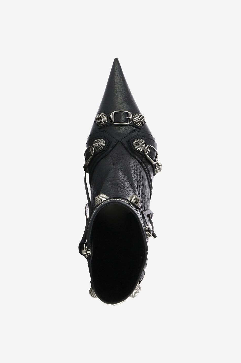 BALENCIAGA Bottines en cuir aréna à talon aiguille Cagole 70 Femme NOIR 5