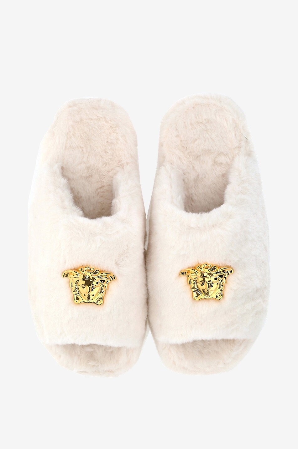 VERSACE Medusa faux fur slippers Home WHITE 1