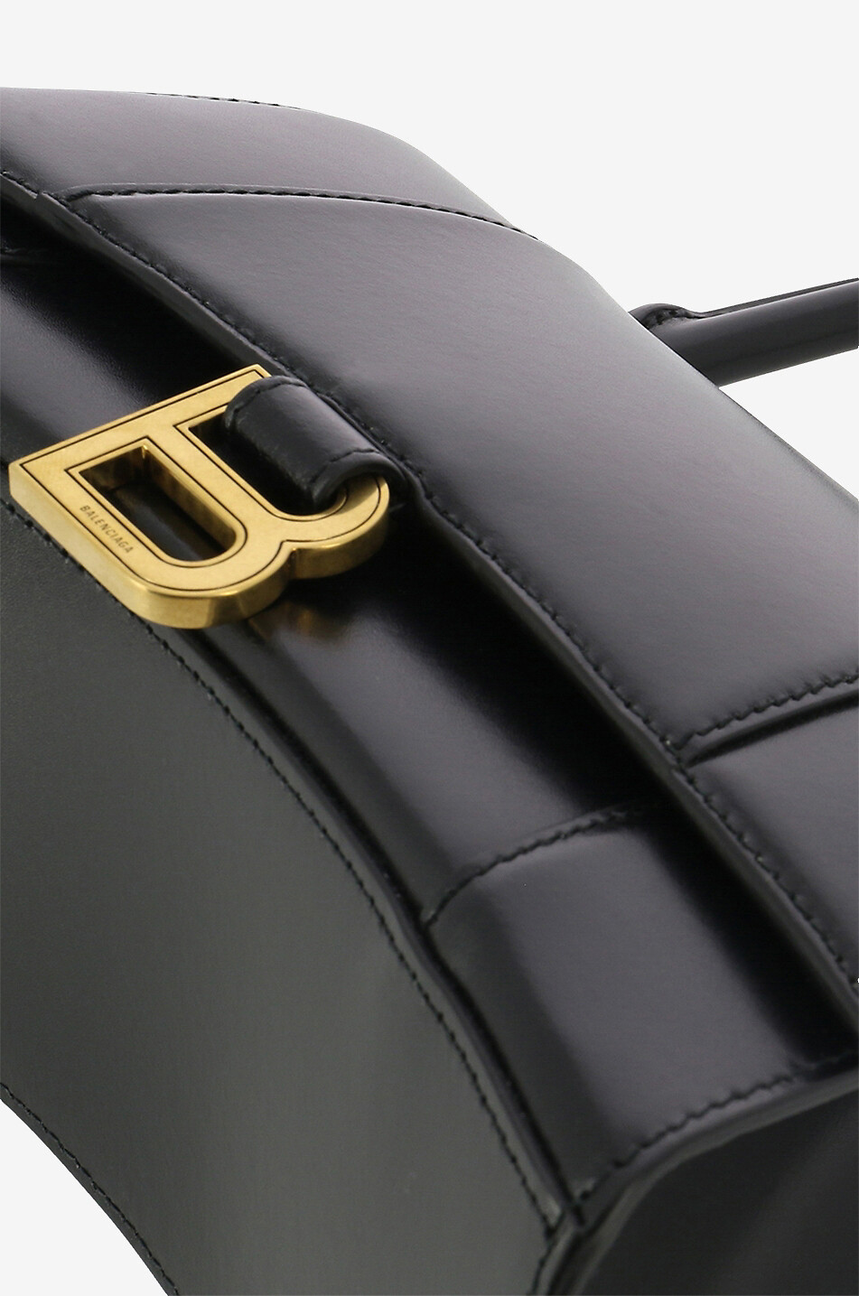 BALENCIAGA Handtasche aus glattem Leder Hourglass Top Handle S Damen SCHWARZ 6