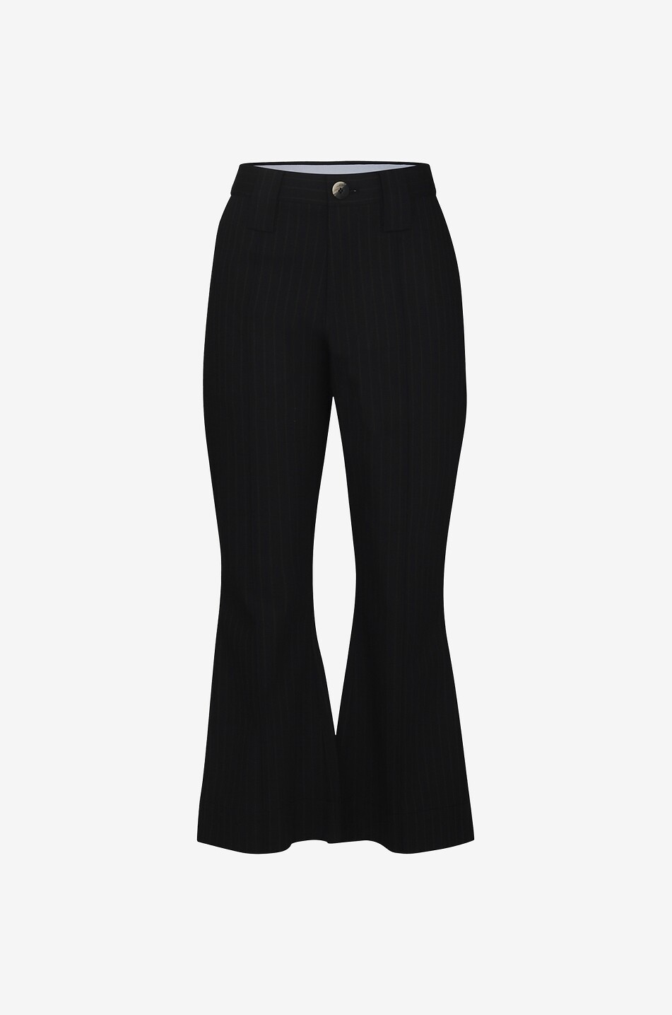 GANNI Cropped flared pinstripe trousers Women BLACK 1