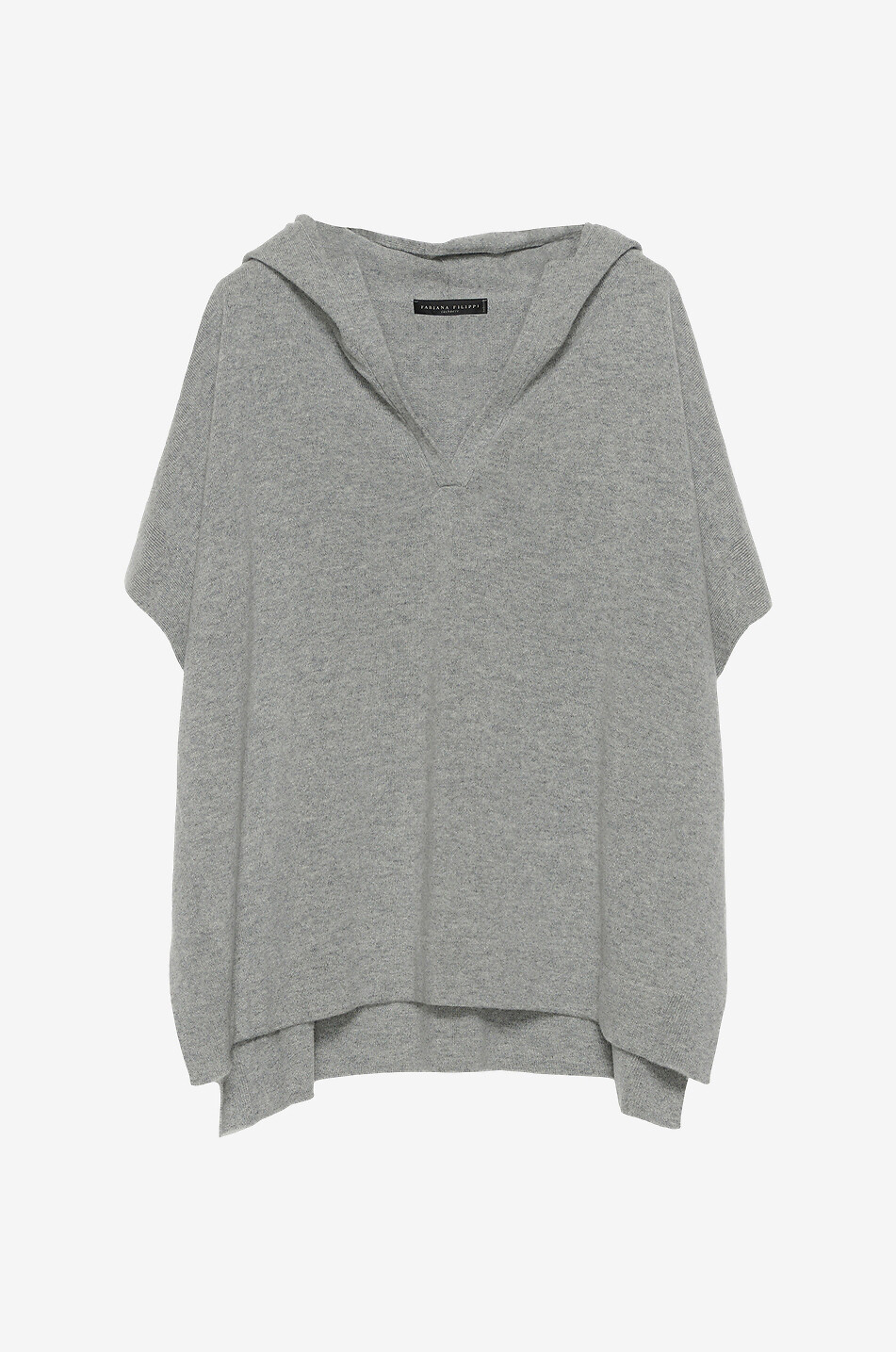 FABIANA FILIPPI Strick-Kaschmirponcho mit Kapuze Damen GRAU 1