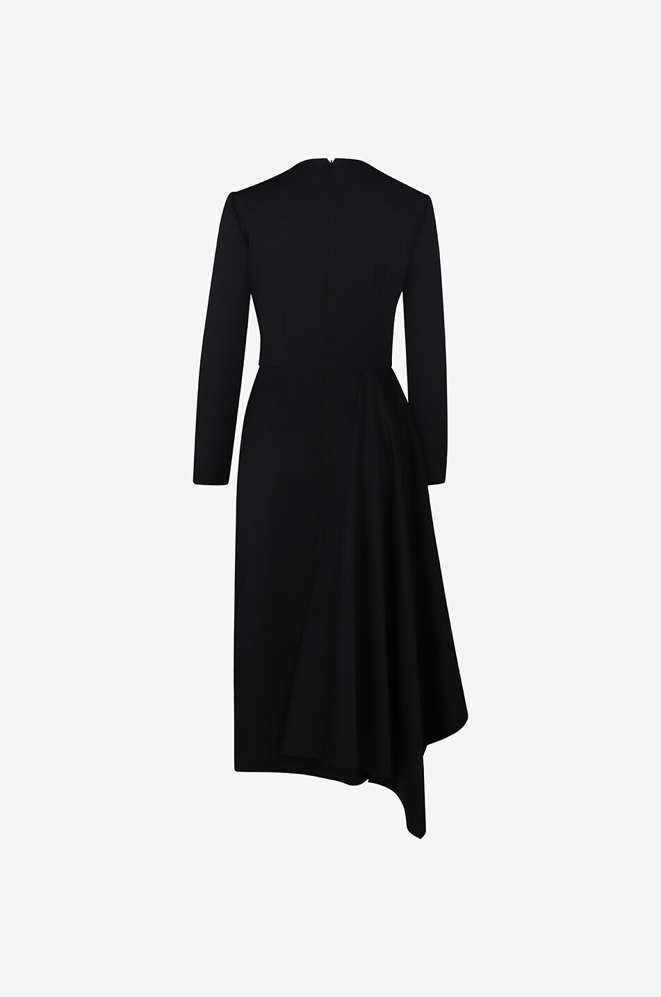 ALEXANDER McQUEEN Robe midi asymétrique en laine Draped Pen Femme NOIR 2