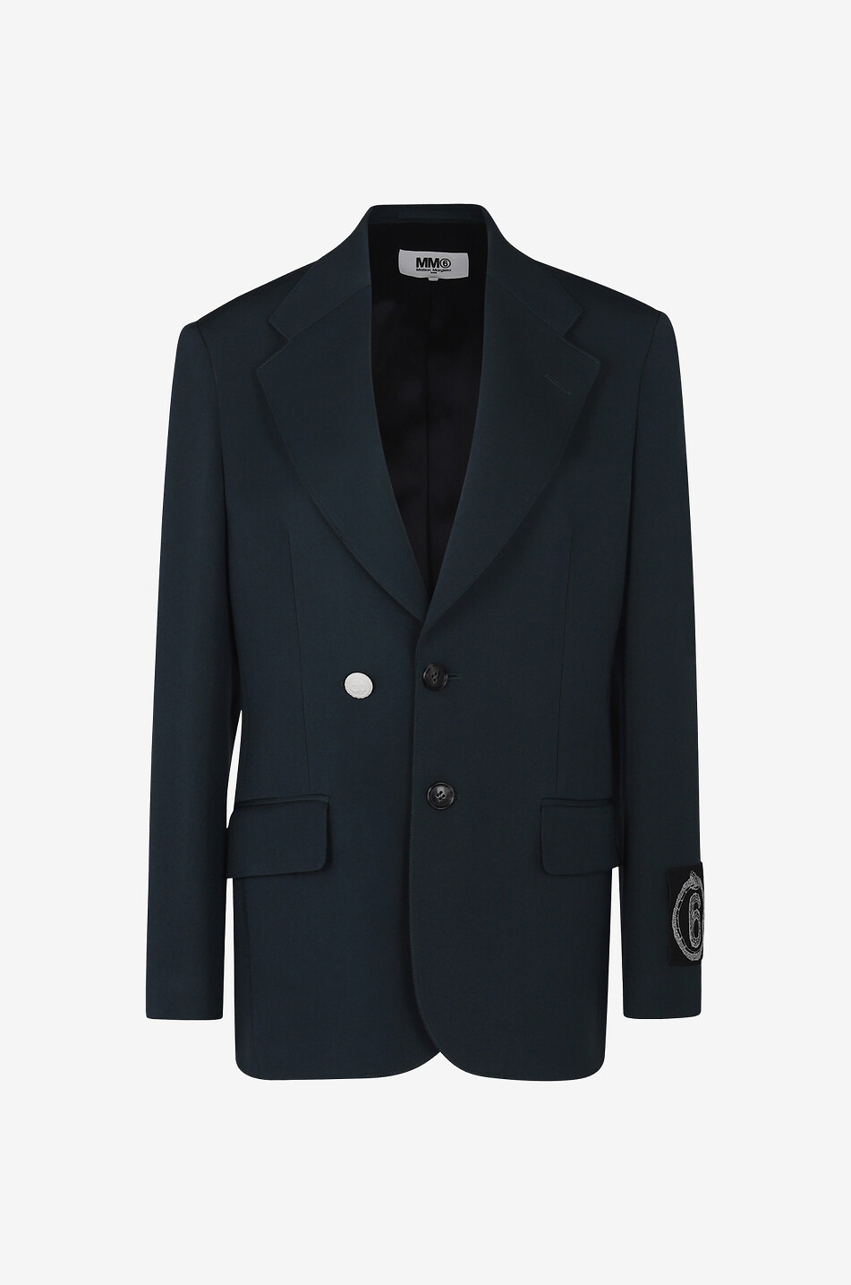 MM6 Blazer en laine vierge à boutonnage simple Femme BLEU 1