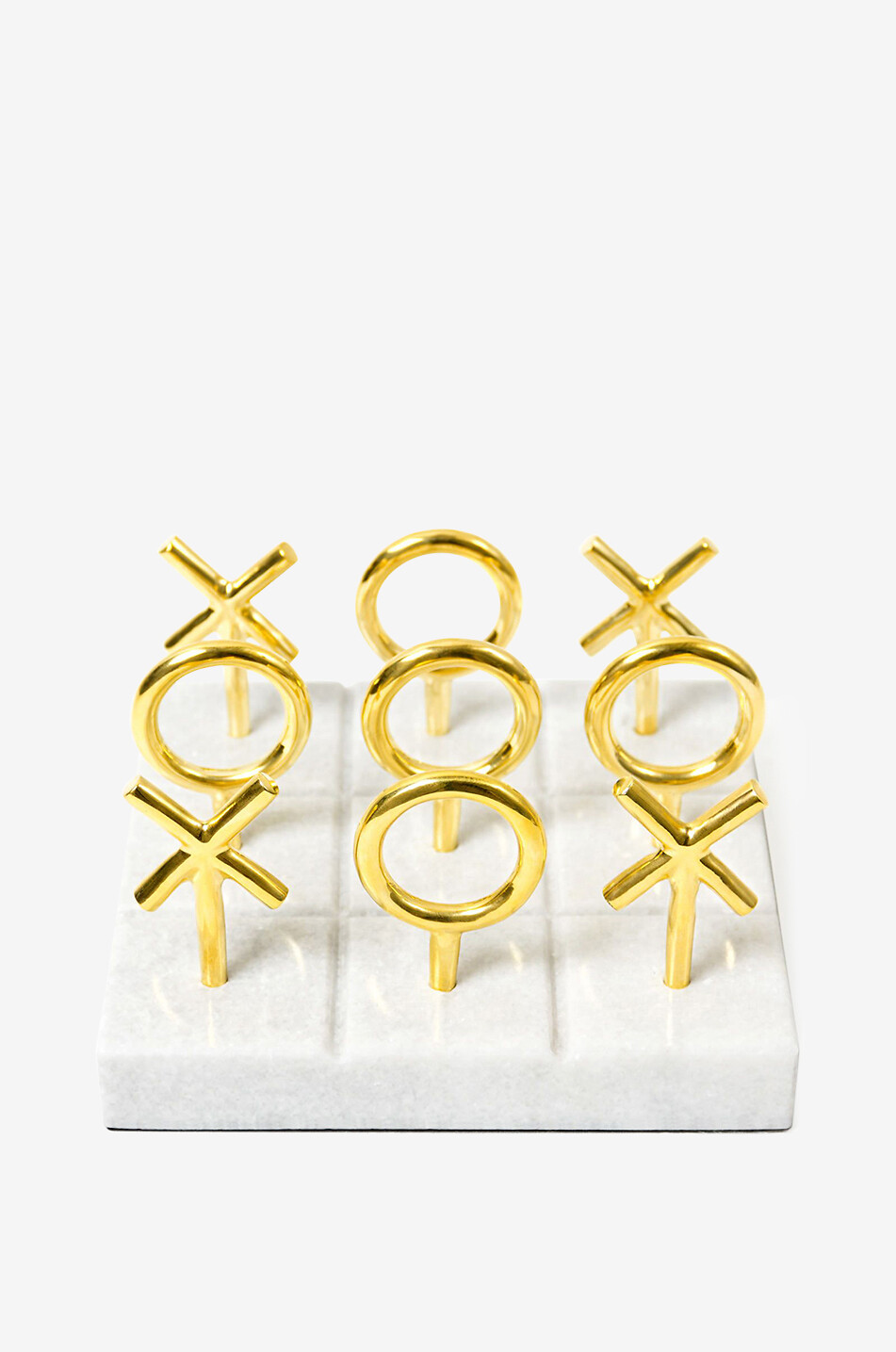 Marble and brass Tic-Tac-Toe set
