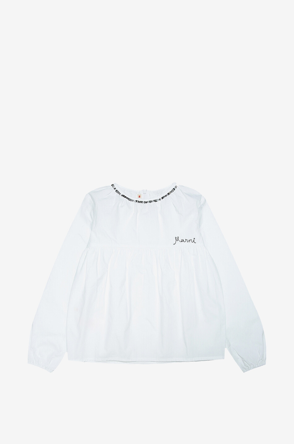 Ausgestelltes Mädchen-Top aus Popeline mit Paillettenkragen