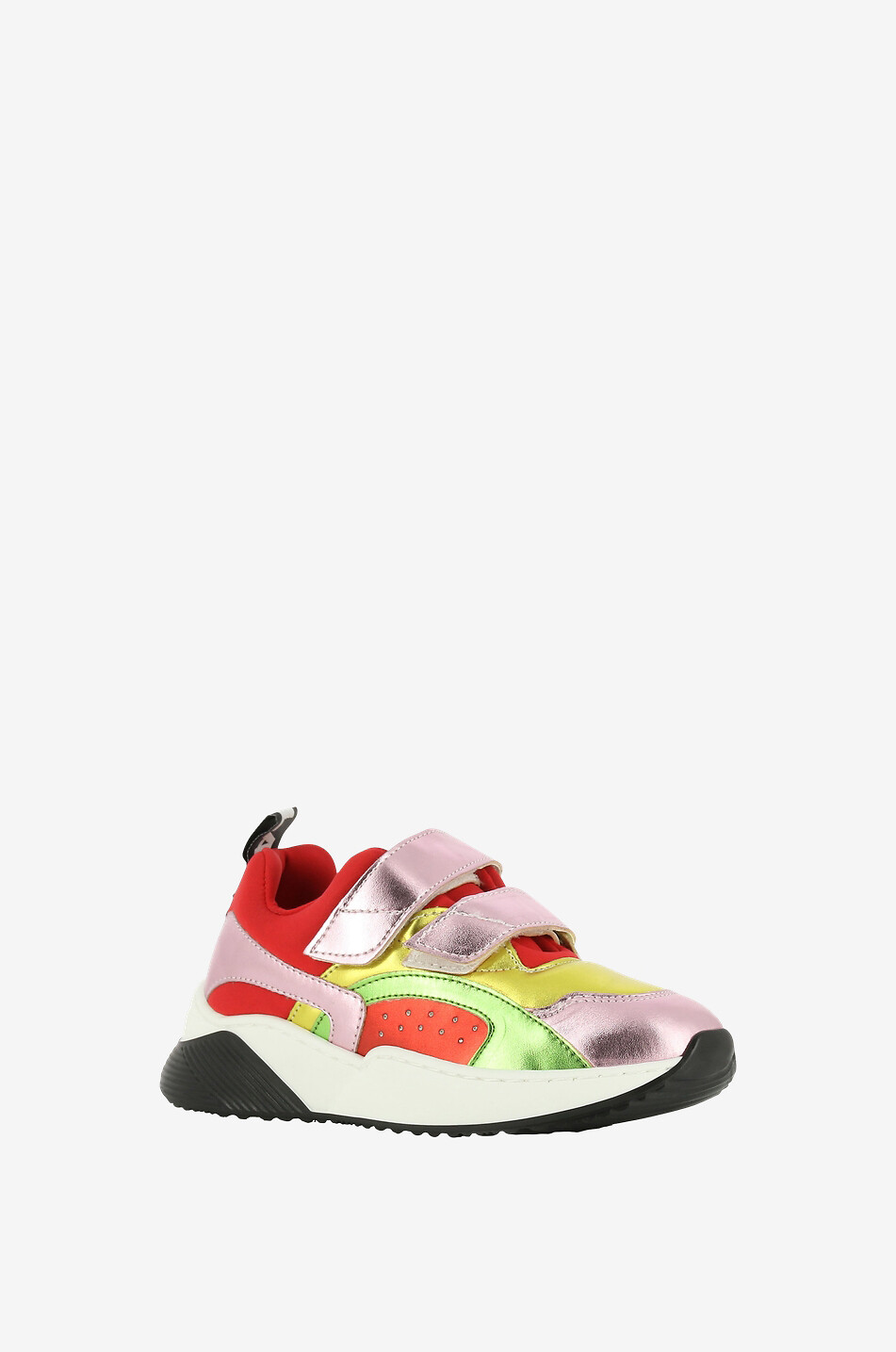 Colour Block Metallic girl s velcro sneakers