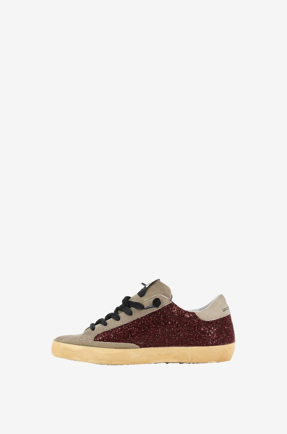 GOLDEN GOOSE Super-Star glitter adorned low-top suede sneakers Women DARK RED 3