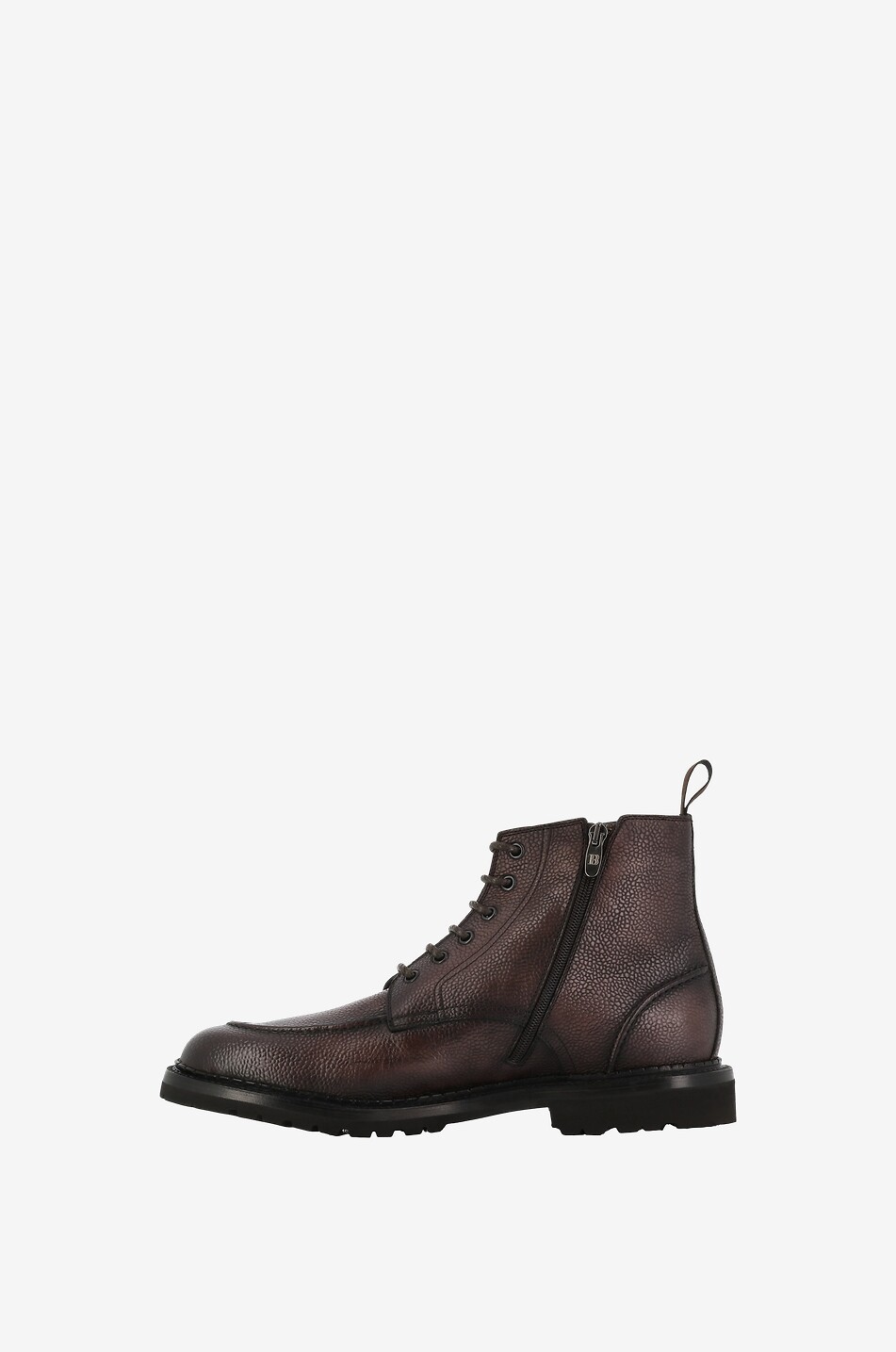 BARRETT Lined grained leather lace-up ankle boots Men DARK BROWN 3