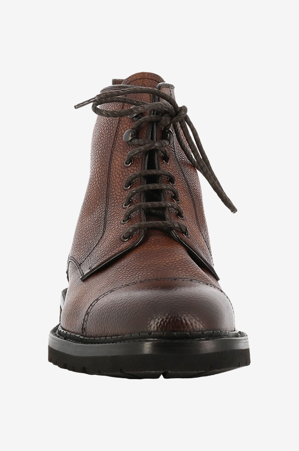 Lined grained leather lace-up ankle boots