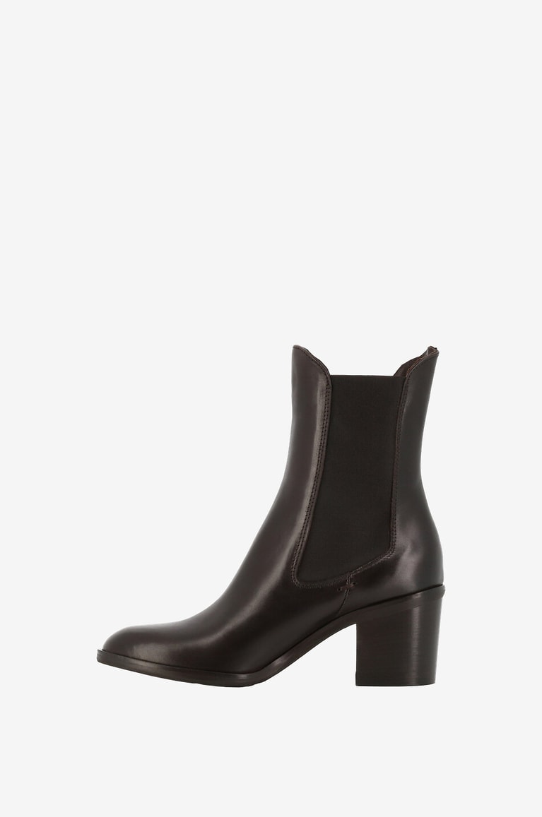 BONGENIE Bottines chelsea en cuir brillant à talon 60 Femme MARRON 3