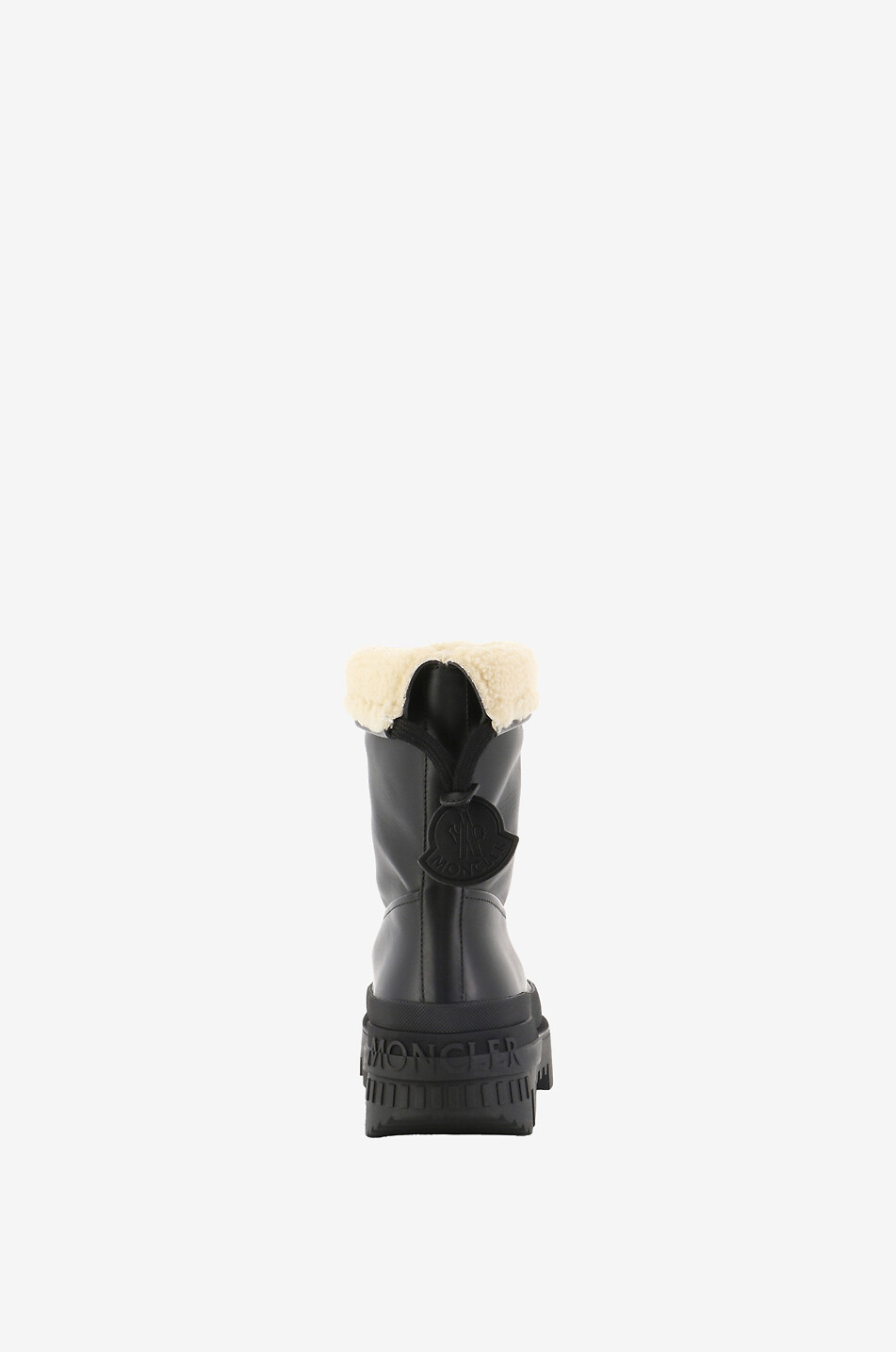 MONCLER Moscova faux fur trimmed leather ankle boots Women BLACK 4
