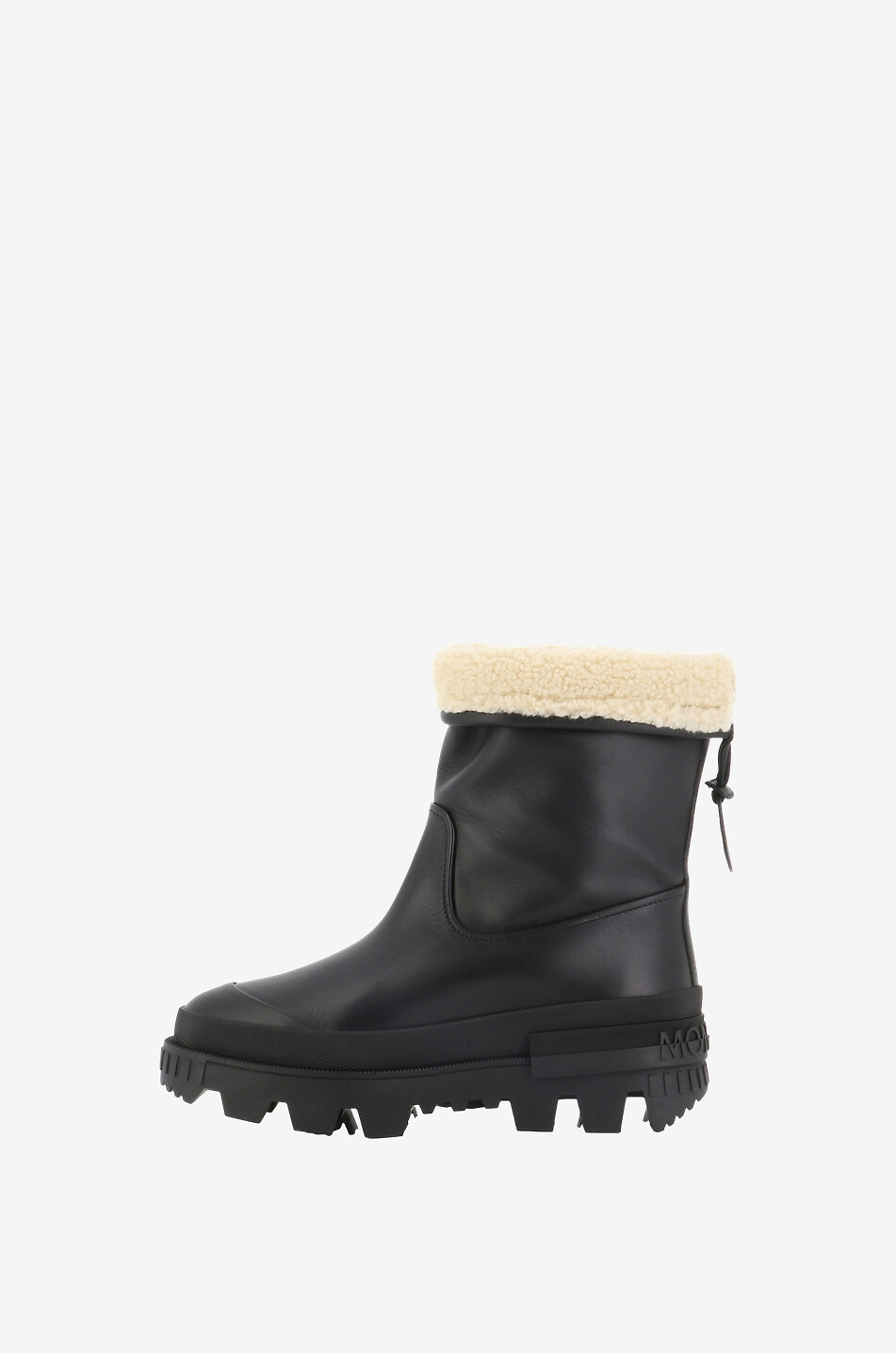 MONCLER Moscova faux fur trimmed leather ankle boots Women BLACK 3