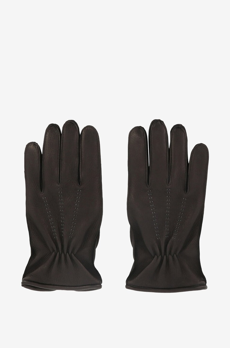 PIERO RESTELLI Deerskin and cashmere gloves Men BLACK 1