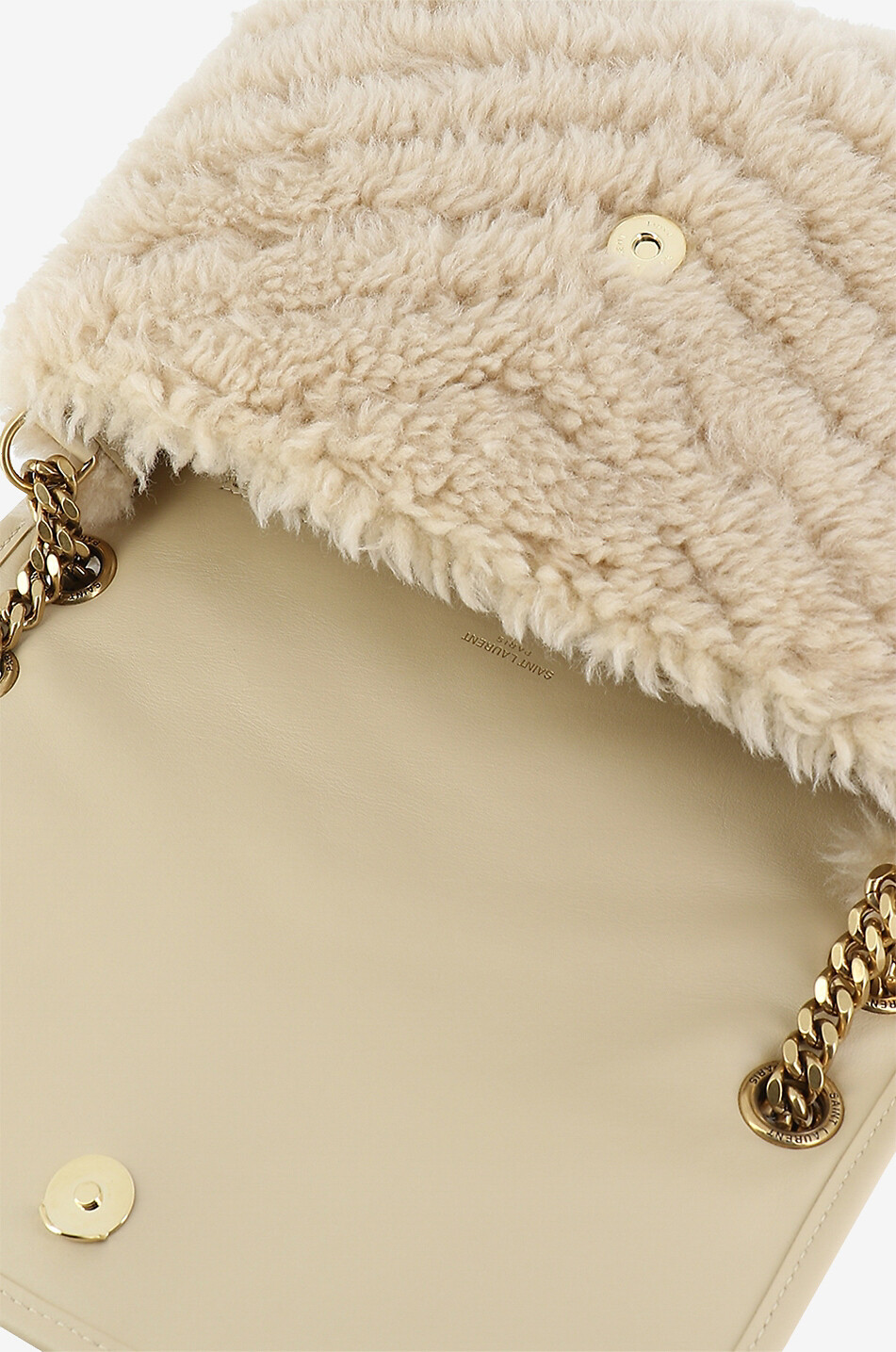 SAINT LAURENT PARIS Niki Medium shearling shoulder bag Women BEIGE 5